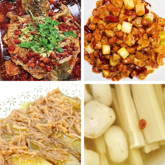 8月23日周日（A餐）无辣不欢：香辣烤鱼🌶️     宫保鸡丁     瑶柱瓜脯     茅根竹蔗马蹄水